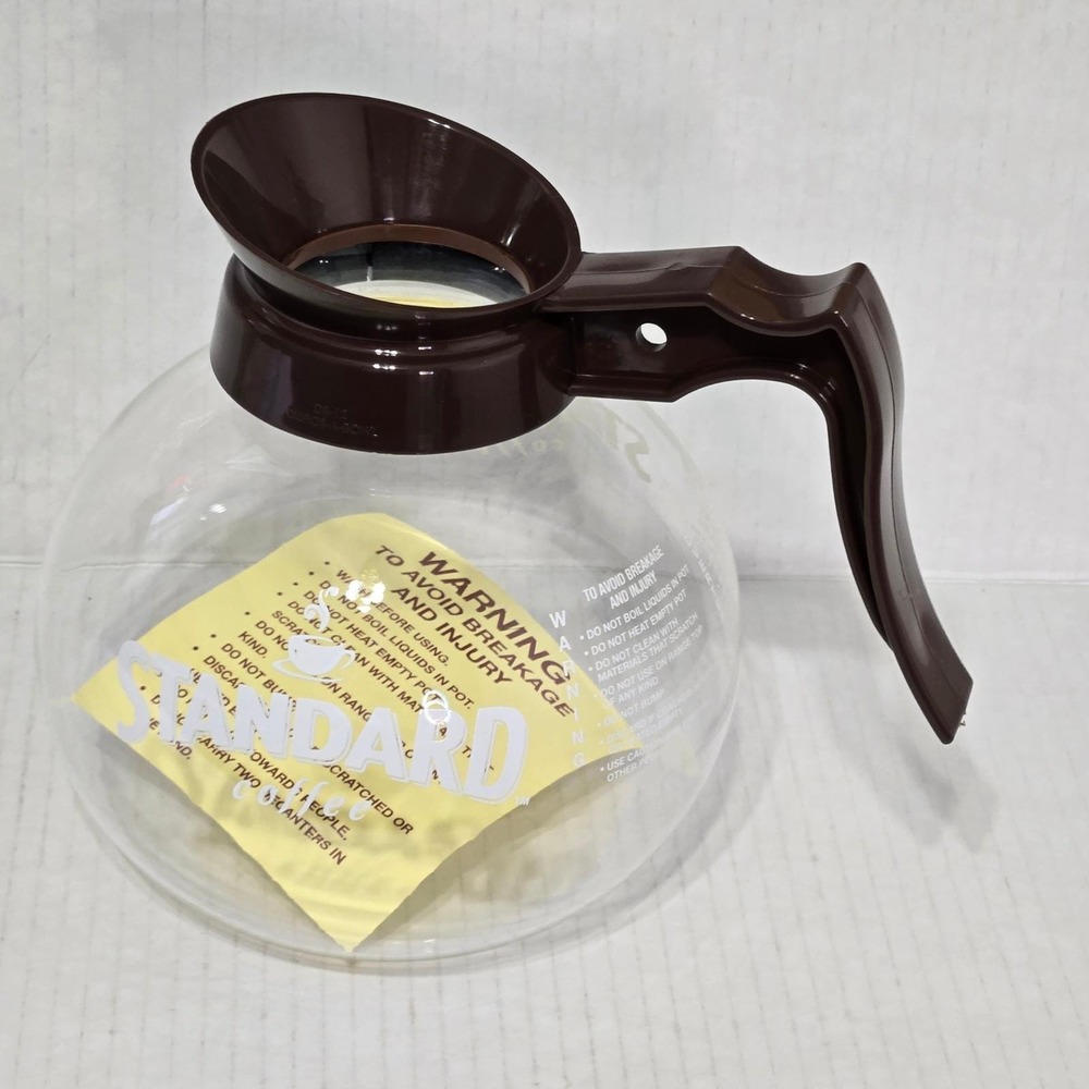 Standard Coffee Service Glass Decanter Brown Handle Commercial 12 Cup Carafe
